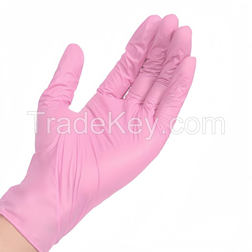 Wholesale disposable pink gloves, food-grade nitrile PVC composite waterproof, oil-proof and beauty use
