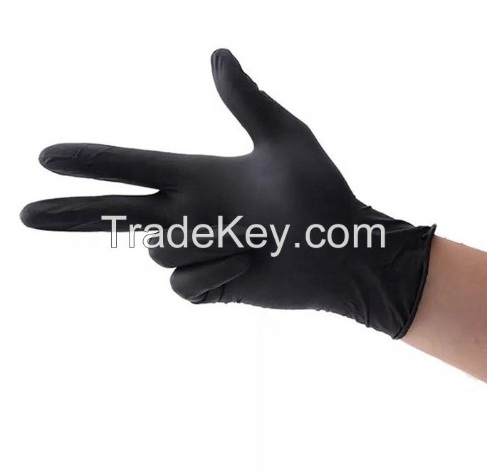 2025 Best Seller Cheap Disposable Black 4ml Nitrile Gloves With CE EN455 EN374
