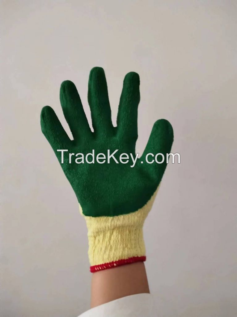 10 Gauge Wrinkle Latex Gloves Thickened Non-slip Dipping Oil Resistant Protective Gloves
