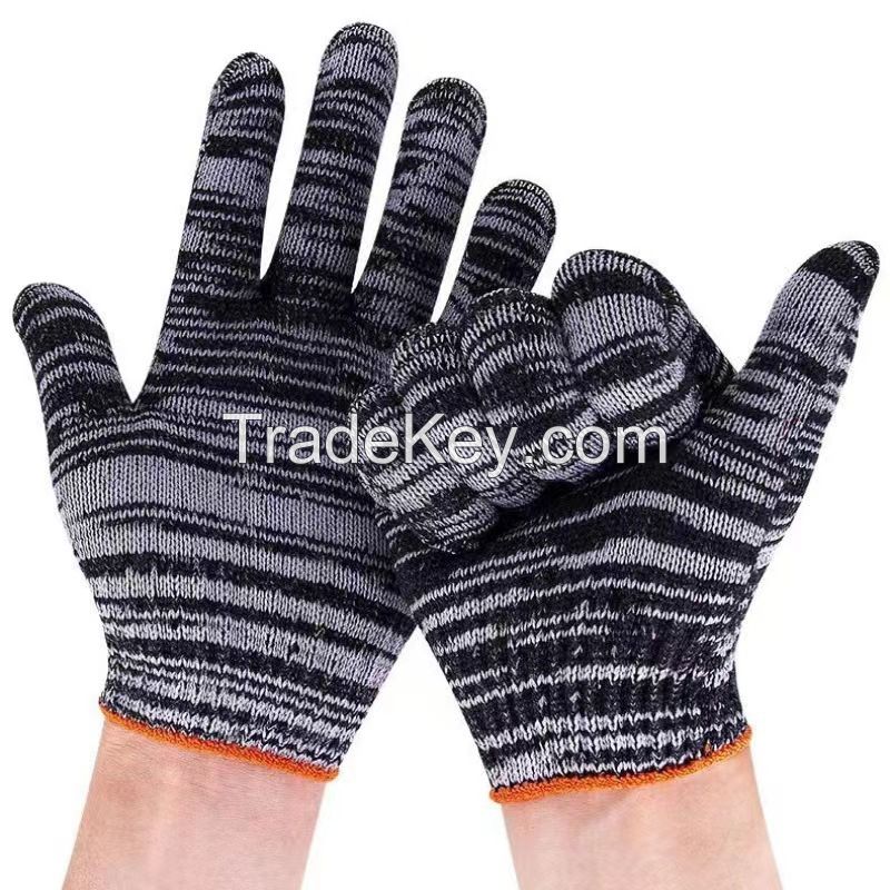 Unisex Men Women Cotton Polyester String Knit Mixed Color Cotton Mitten Safety Industrial Working Gloves