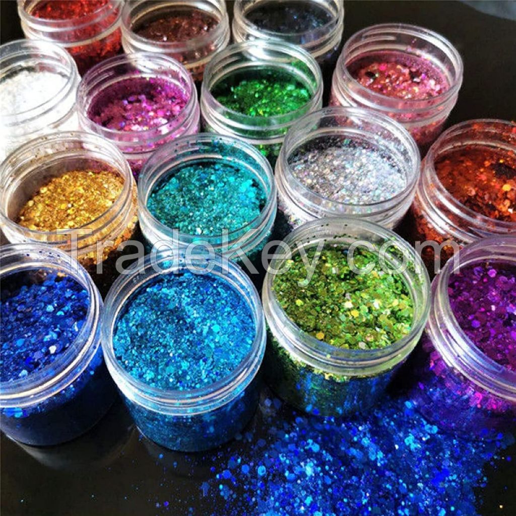 Fine Glitter 12 color suit, Festival Rave accessories Body flash nail enhancement, face, hair, eye shadow, eyes, clothes, women's ultra-thin makeup sequins