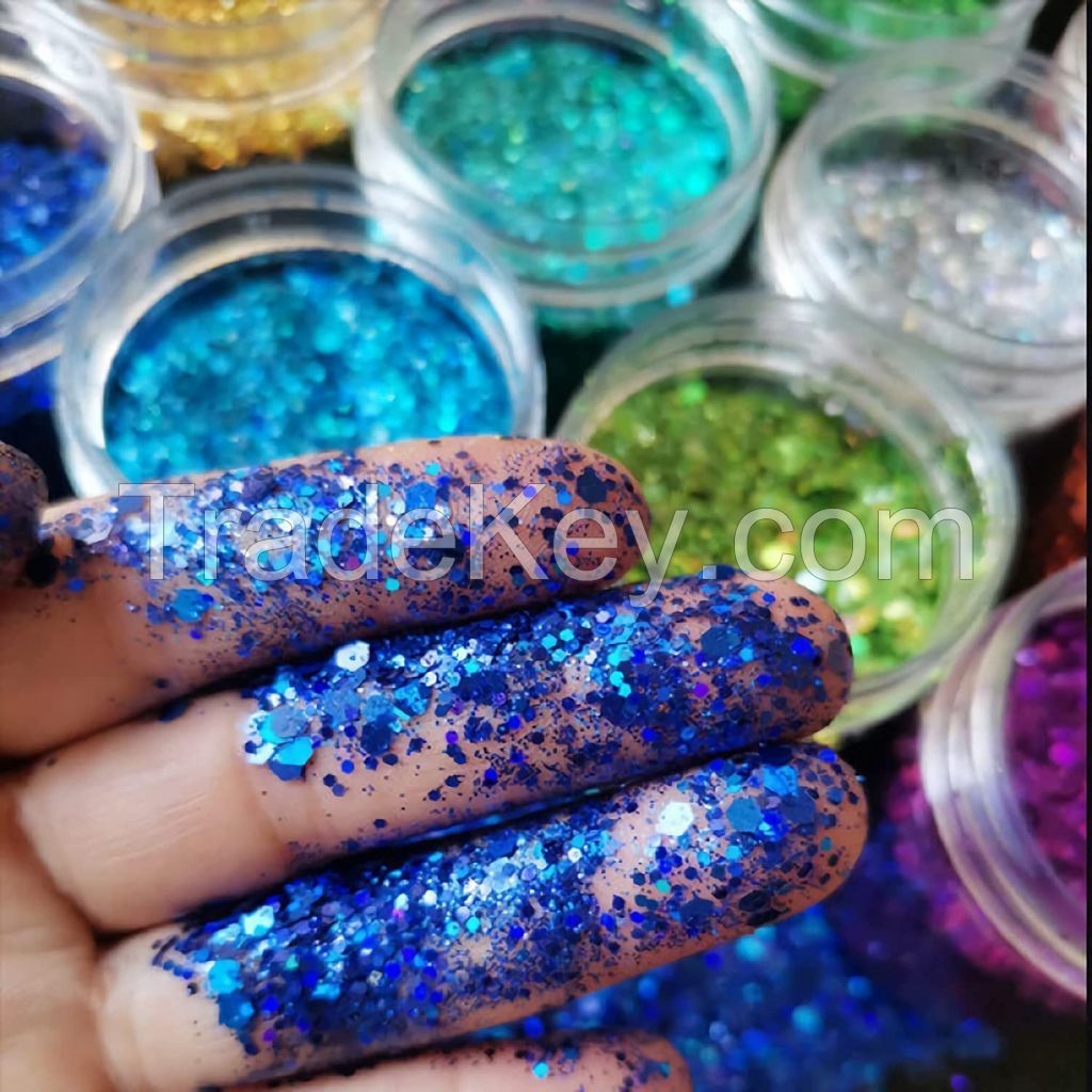 Fine Glitter 12 color suit, Festival Rave accessories Body flash nail enhancement, face, hair, eye shadow, eyes, clothes, women's ultra-thin makeup sequins