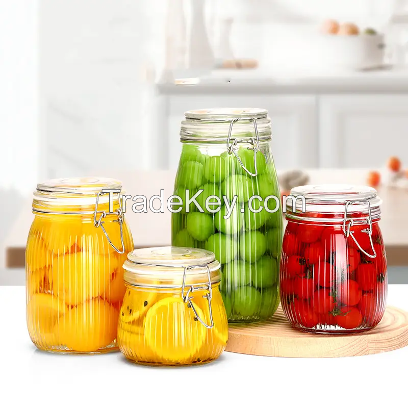  new airtight food storage container 500ml 750ml 1L 1.5L glass pickle jam sauce jar with swing top lid