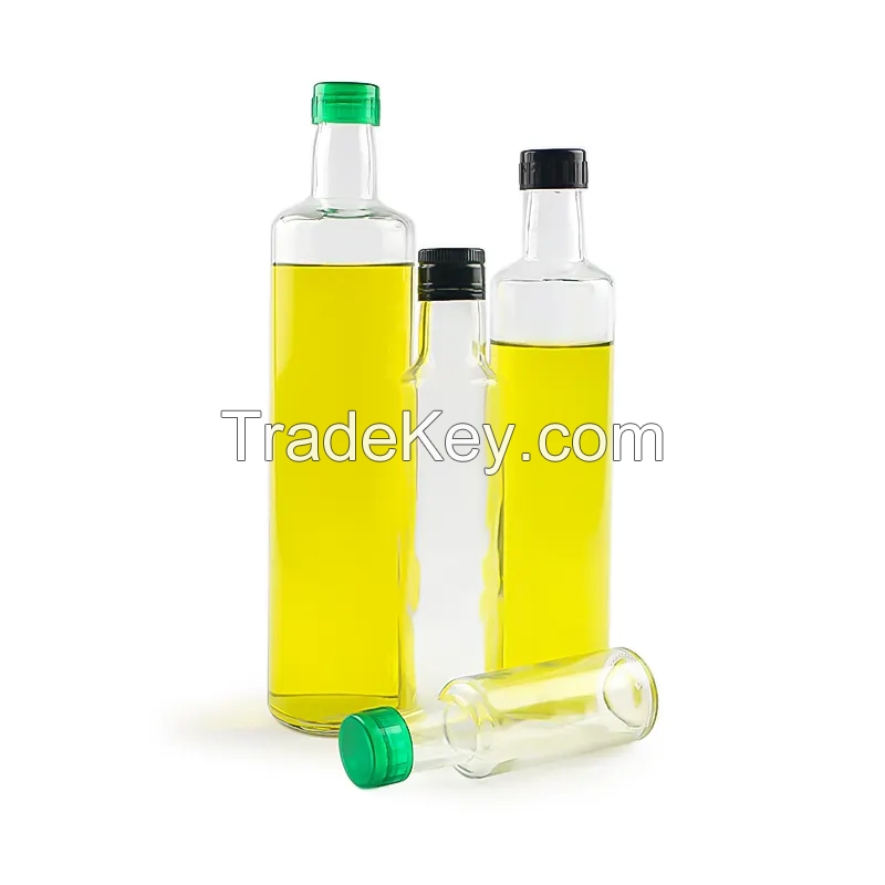 Wholesale 120ml 280ml 520ml 750ml 1000ml Clear Round Shape Cooking Olive Oil Glass Bottle with Black Green Twist Lid