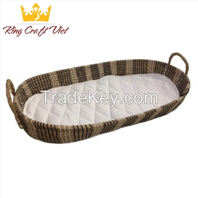 High Quality Boho Style Seagrass Baby Changing Basket For Children From Vietnam