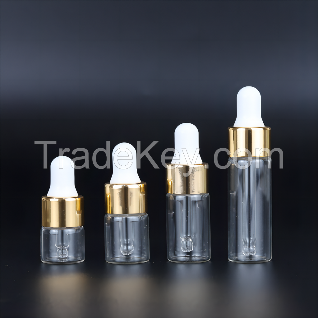 Clear transparent essential oil bottle glass bottle for skincare cosmetic serum dropper