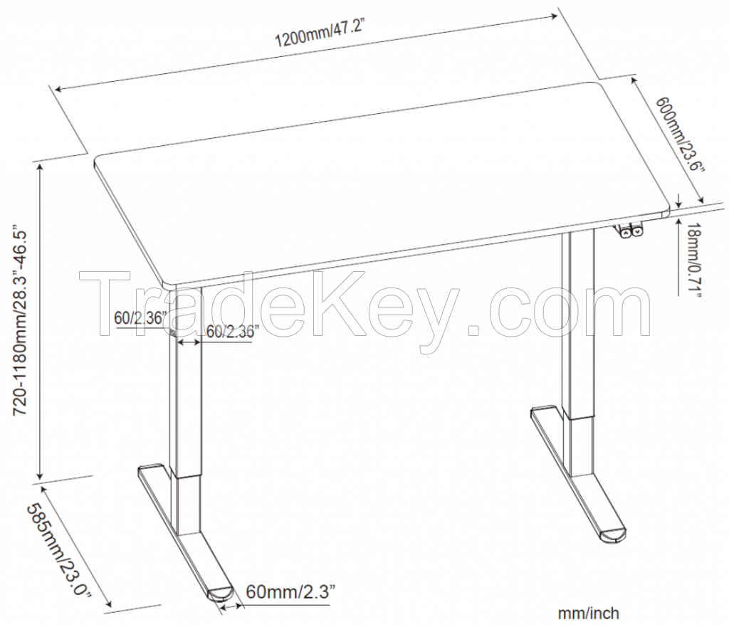 V-mounts Memory Control Single Motor Electric Adjustable Desk