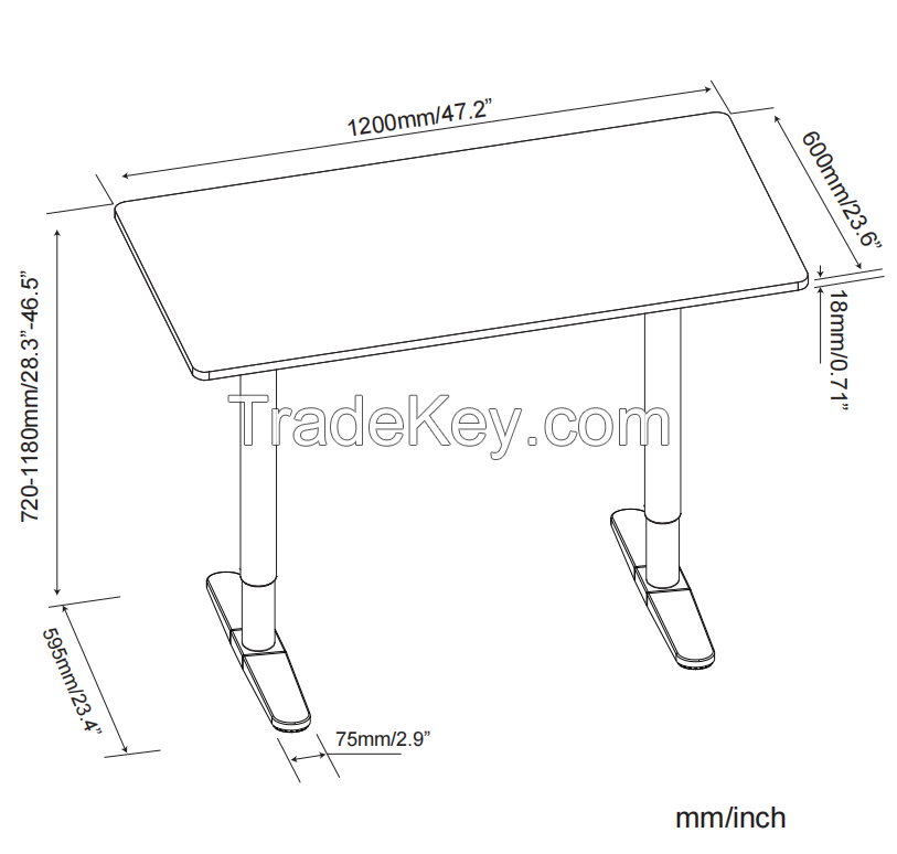 V-mounts Memory Control Single Motor Electric Adjustable Desk