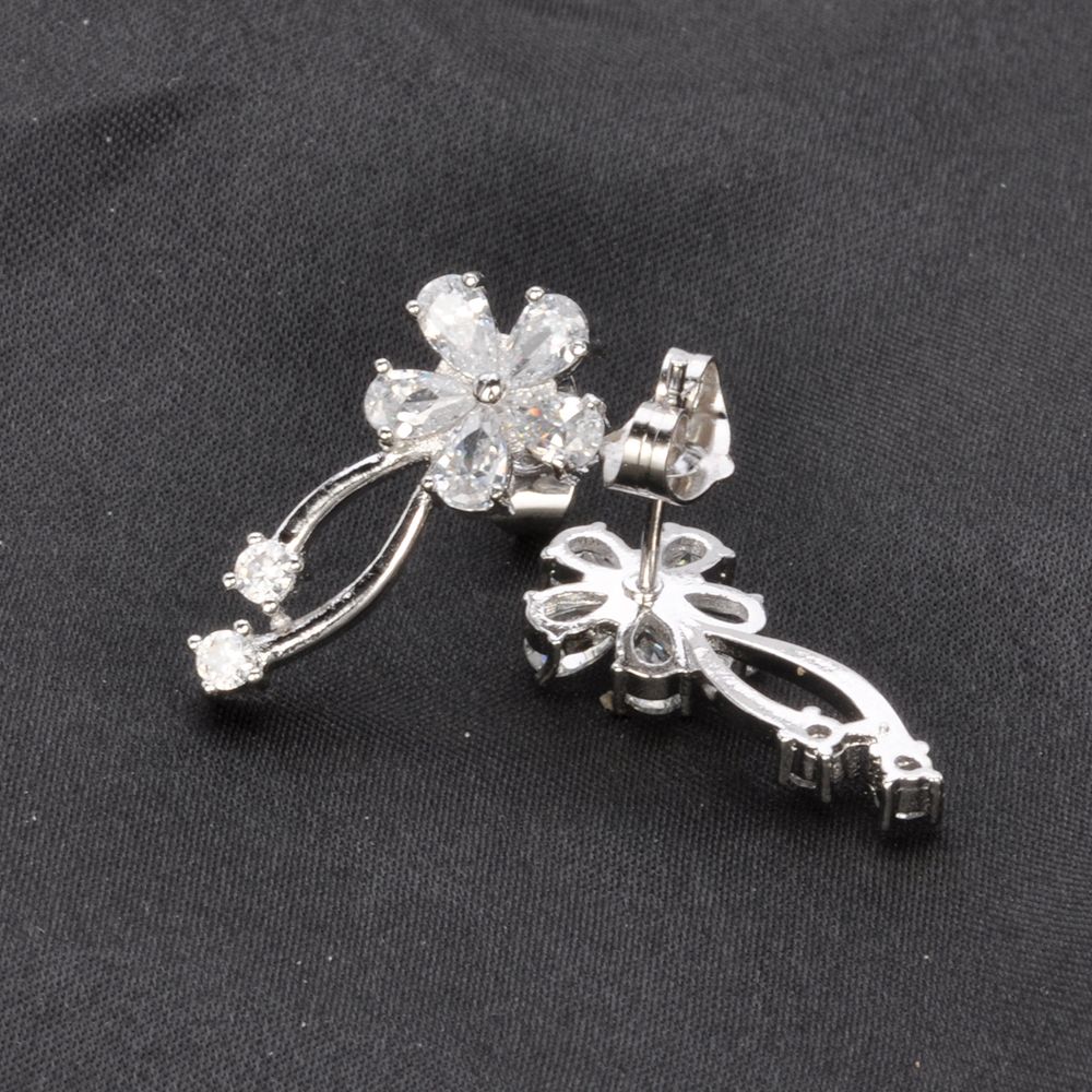 large fashion white gold bridesmaid costume handmade silver jewelry earrings