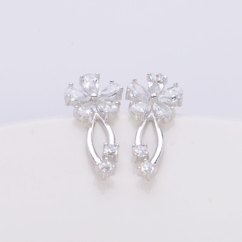 large fashion white gold bridesmaid costume handmade silver jewelry earrings