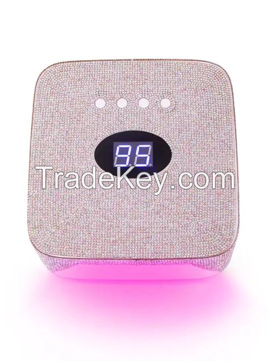 CORDLESS GEL UV LED NAIL LAMP MACHINE SPARKLE RHINESTONES DIAMOND 54W WIRELESS NAIL LAMP