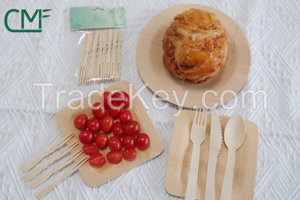 Biodegradable  Disposable Bamboo Cutlery Set