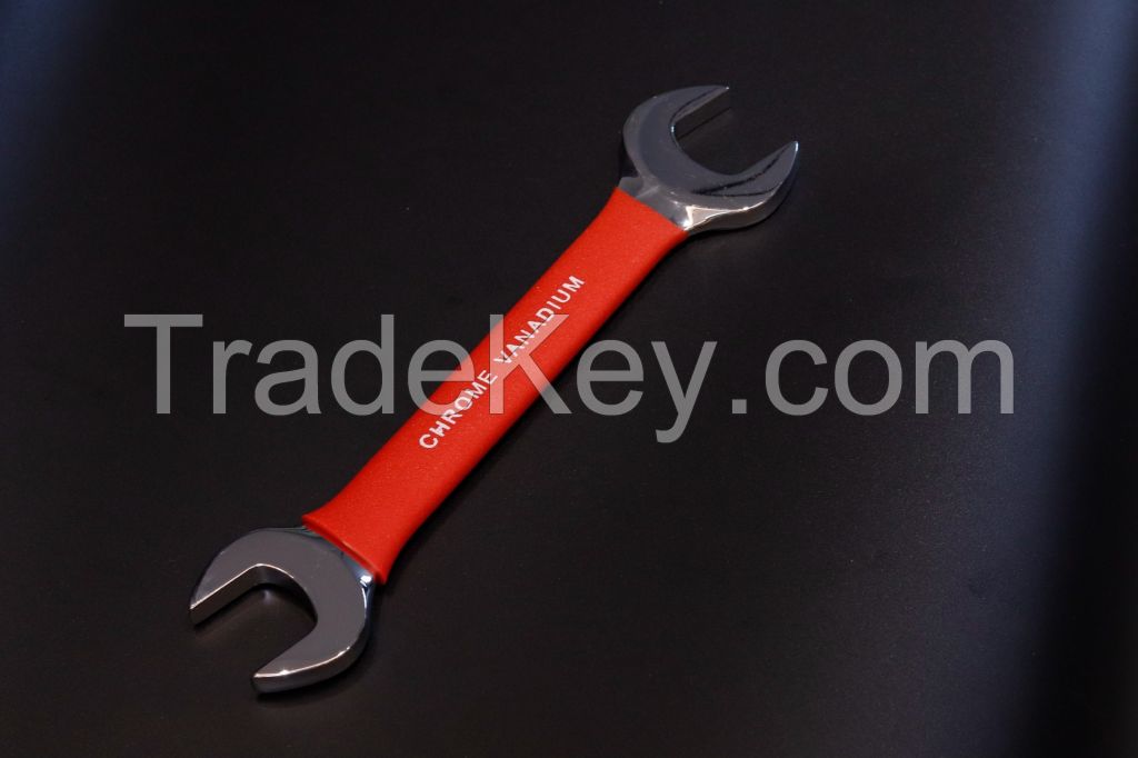 Double-Open-End Wrench with Insulated Grip, Rubber Piped Open Spanner, Mirror, 30-32mm