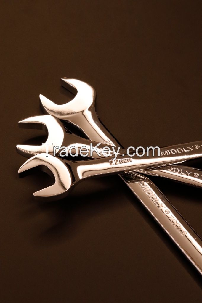 Middly Wrench Set, Combination Wrench, Open-Ring Spanner, Cr-V