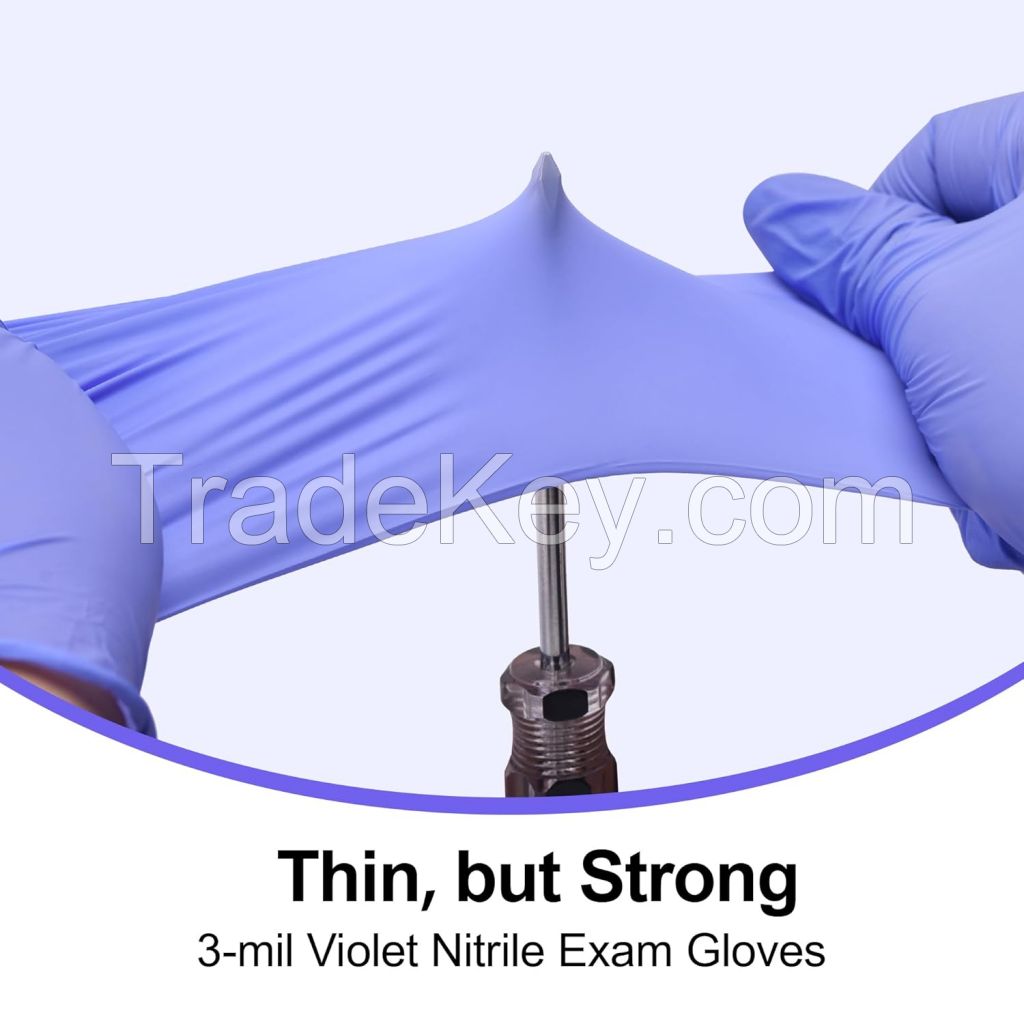 Disposable Nitrile Exam Gloves, 3mil, Medium,