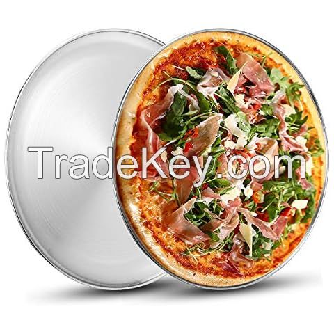 Thenshop 8 Pieces Stainless Steel Round Pizza Pans, 8 Inch, Rust Free, Reusable, Dishwasher Safe, Ideal for Baking, Serving, and Displaying