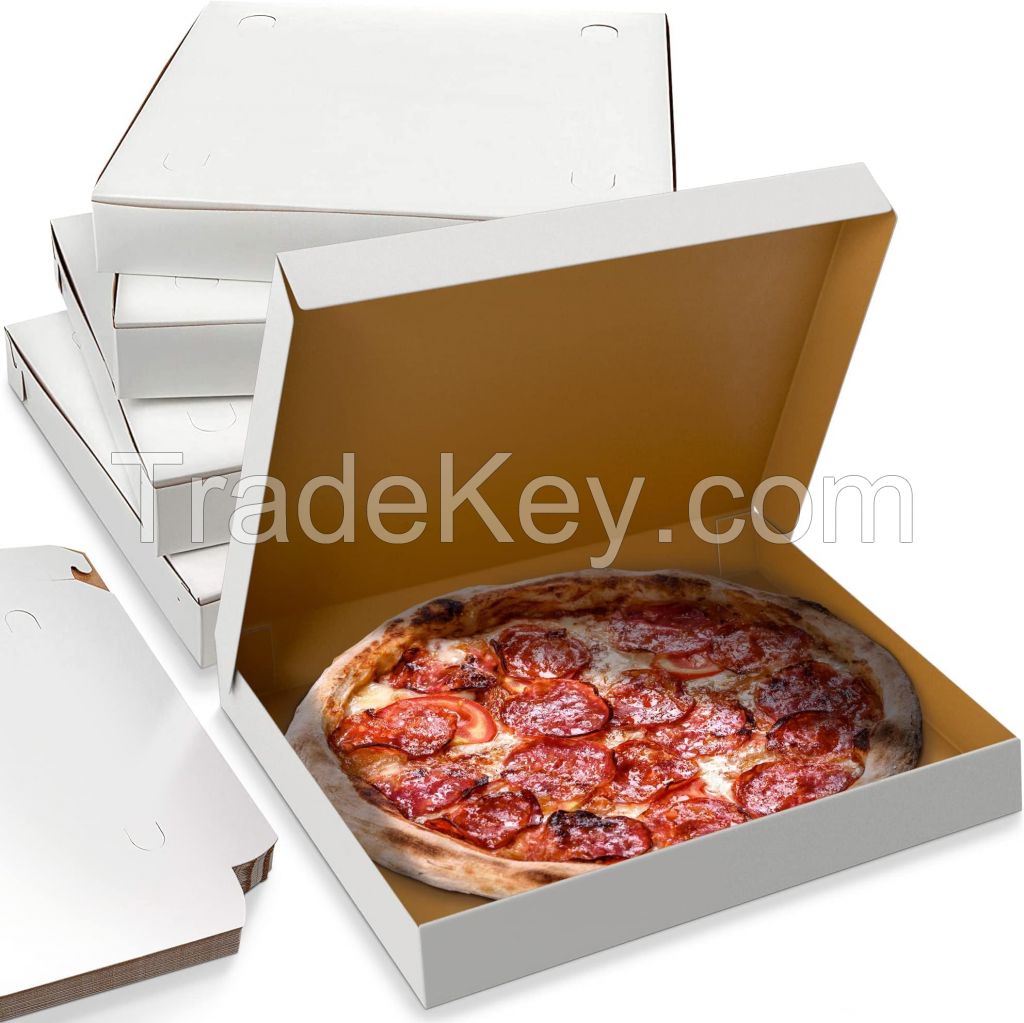 MT Products Extra Thin Clay Coated White Pizza Box - 10" Length x 10" Width x 1.5" Depth Lock Corner Paperboard (20 Pieces) Perfect for Pizza Party - Made in the USA