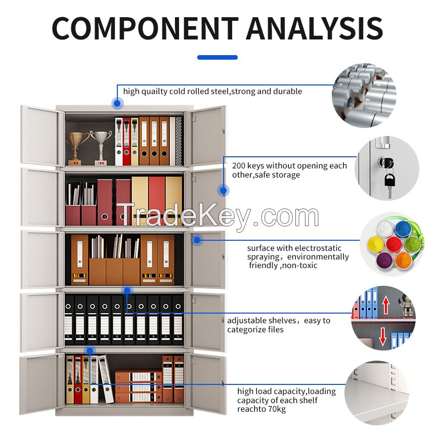 Five-Section Combination Steel Filing Cabinet Office Storage Furniture for File Management