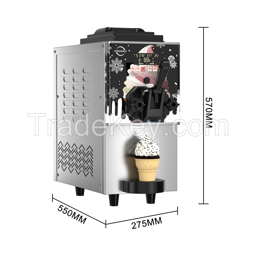 Commercial Soft Ice Cream Machine 6 to 8 Liters Per Hour Auto Clean 1 Flavour