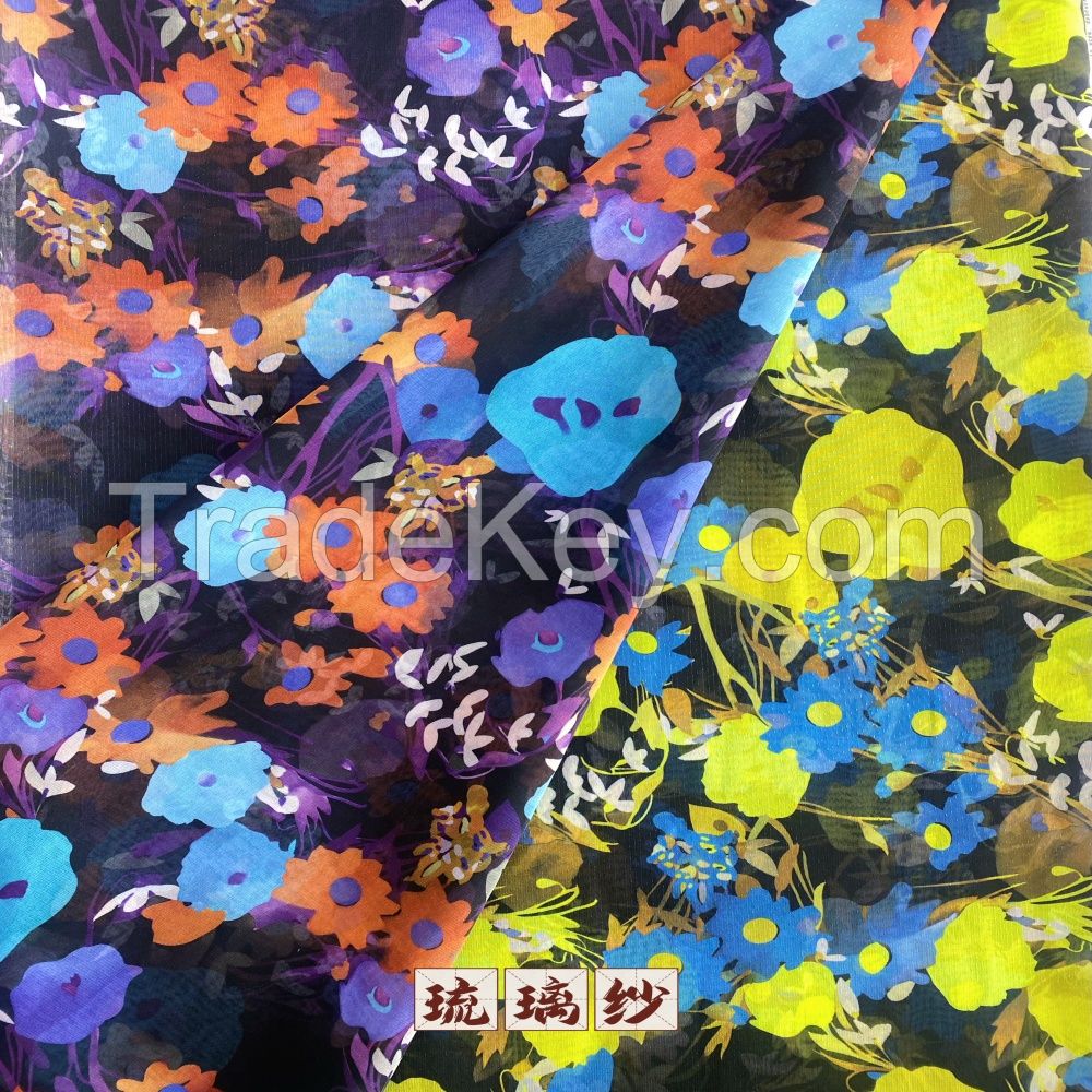 Customised wholesale digital printing chiffon fabric 100 polyester garment fabrics