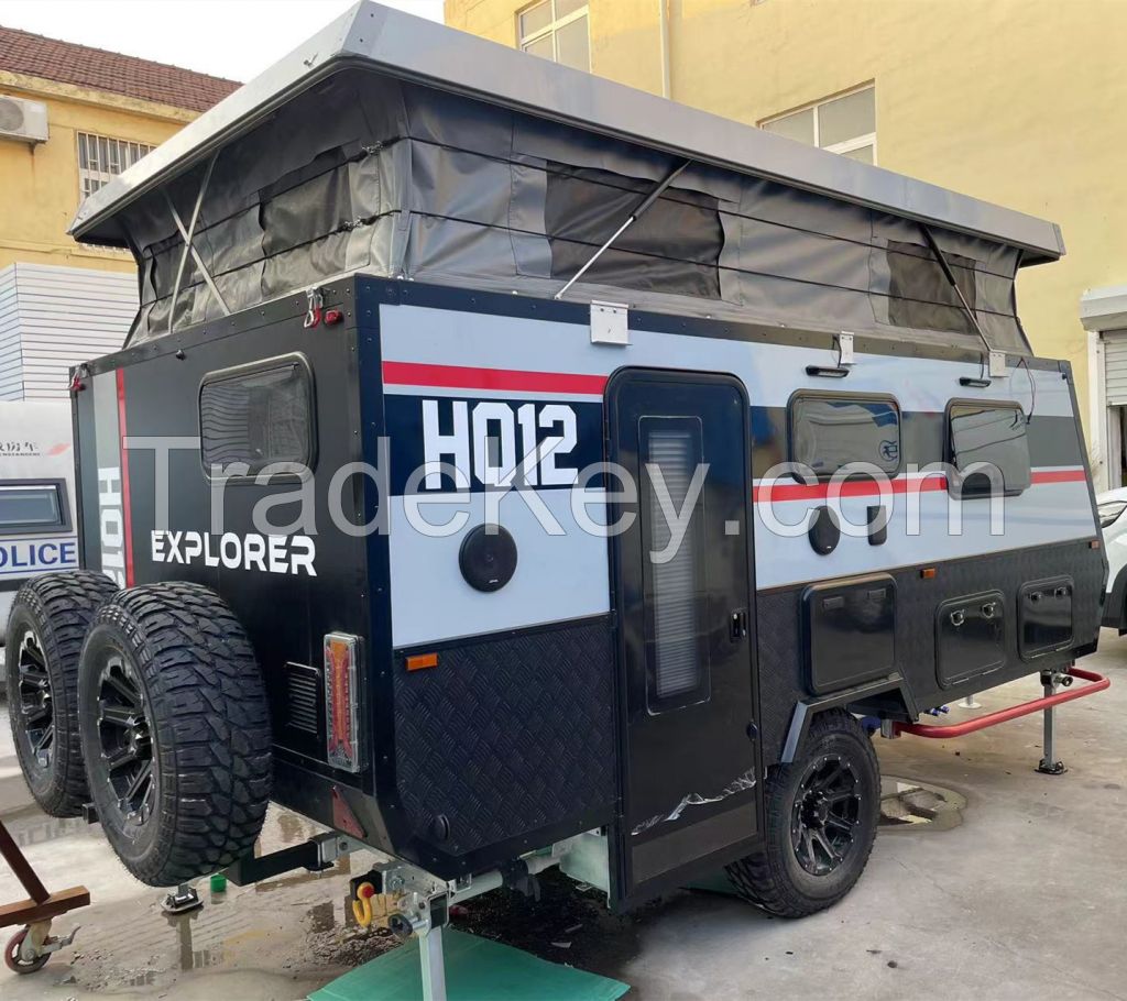 Customized 12FT Luxury Camping Caravan Off Road Rv Trailer Travel Trailer With Bathroom And Toilet