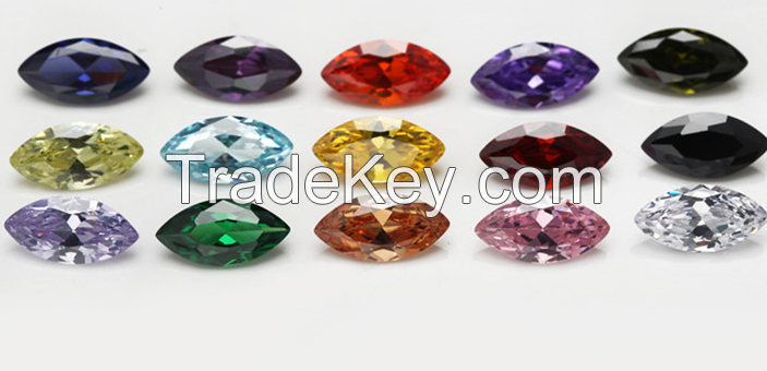 Eye-shaped colored zircon man-made gemstone cubic zirconia