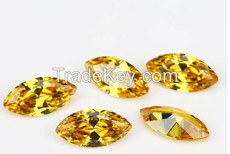 Eye-shaped colored zircon man-made gemstone cubic zirconia