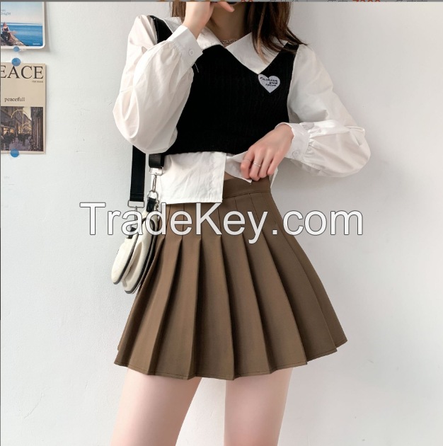 pleated skirt high waist skirt