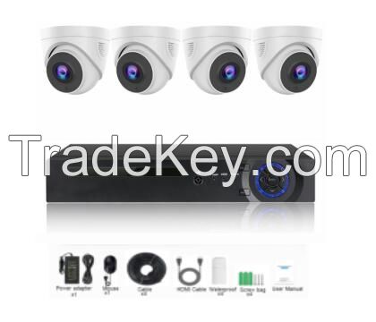 4-CH POE dome camera kits system 2MP/4MP/5MP/8MP