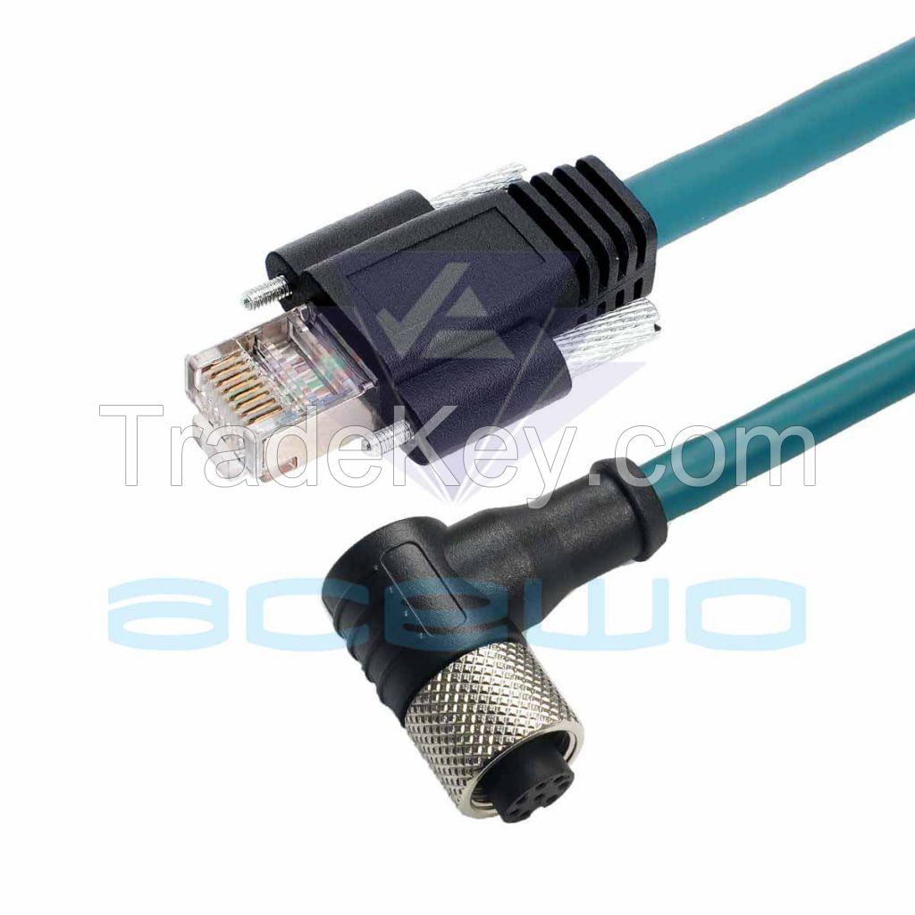 vision m12 ethernet connector with rj45 network patch cable