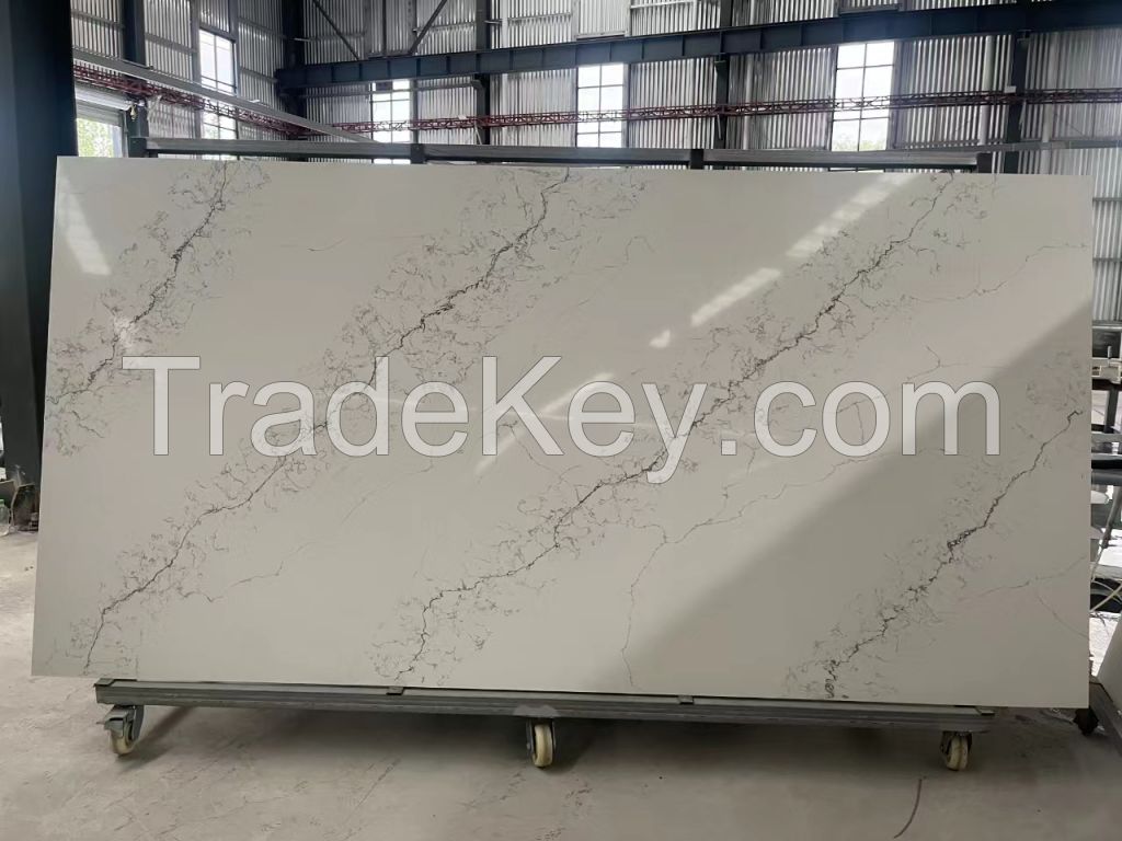 Artificial quartz slab, Quartz Stone Countertop, Kitchen countertops, Cabinet counter top, calacatta marble