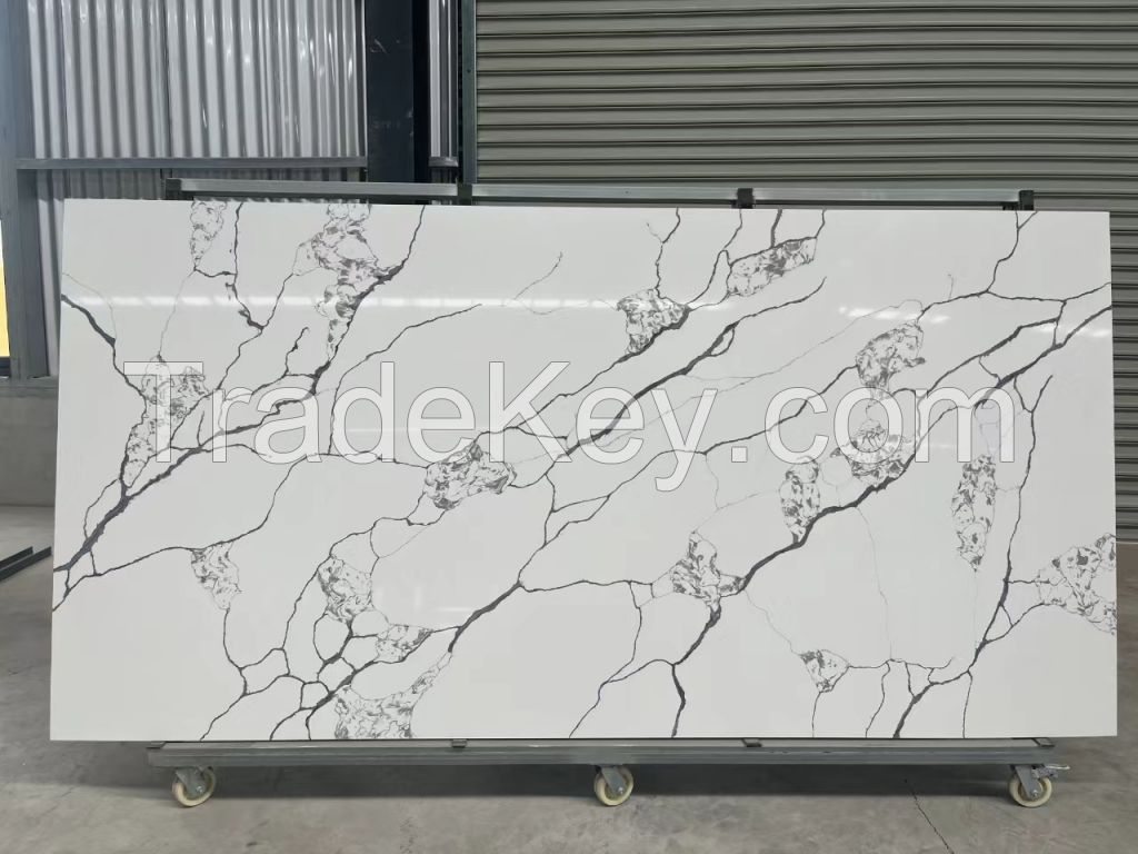 Artificial quartz slab, Quartz Stone Countertop, Kitchen countertops, Cabinet counter top, calacatta marble