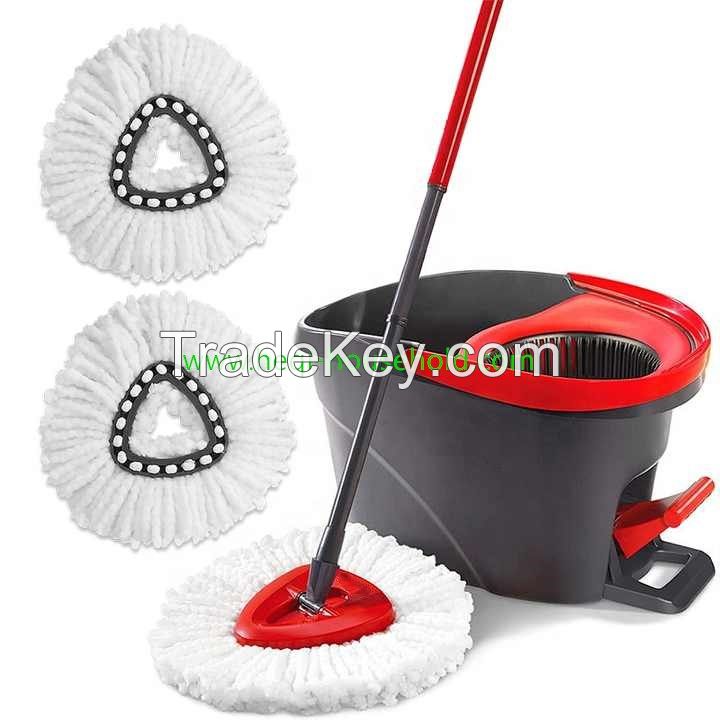 Heqi household Microfiber Spin Mop &amp; Bucket Floor Cleaning Mop, icrofiber Spin Mop, Bucket Floor Cleaning System, Red, Gray