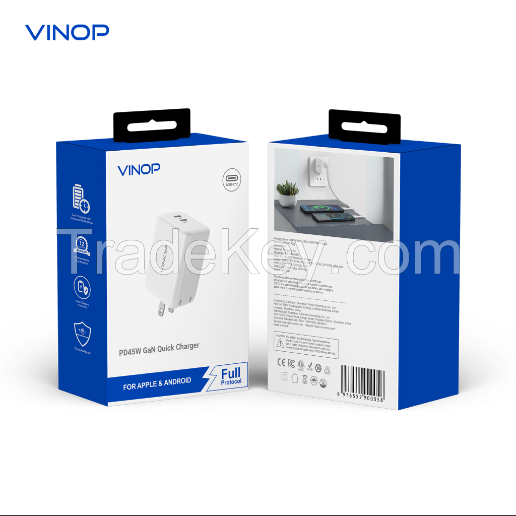 VINOP PD45W Dual USB-C GaN Fast Charger