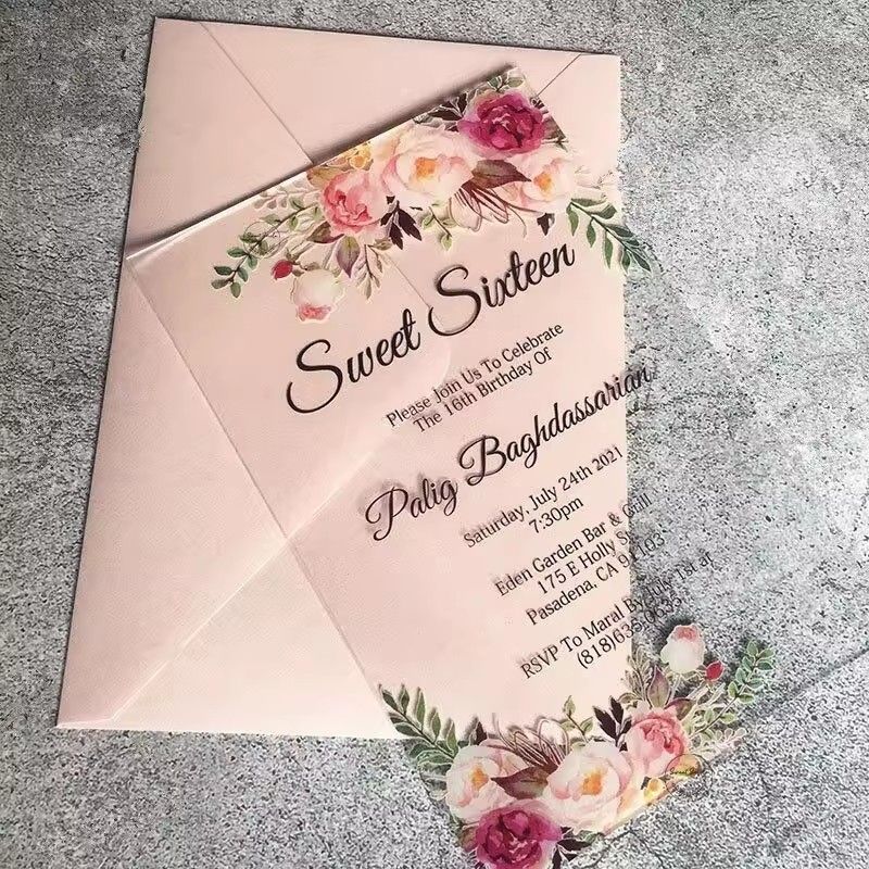 Customize Luxury Unique Party Business Greeting Birthday Invitation Card Wedding Clear Acrylic Wedding Sign