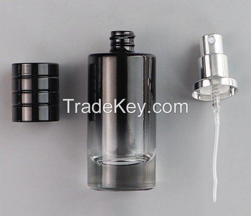 round gradient color card mouth perfume bottle with metal sprayer pump cap