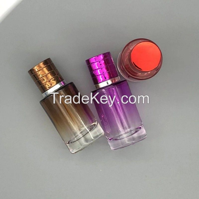 round gradient color card mouth perfume bottle with metal sprayer pump cap