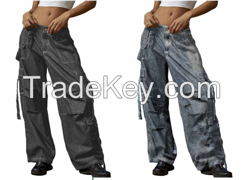 Latest Design Y2K buckled cargo Packets Jeans