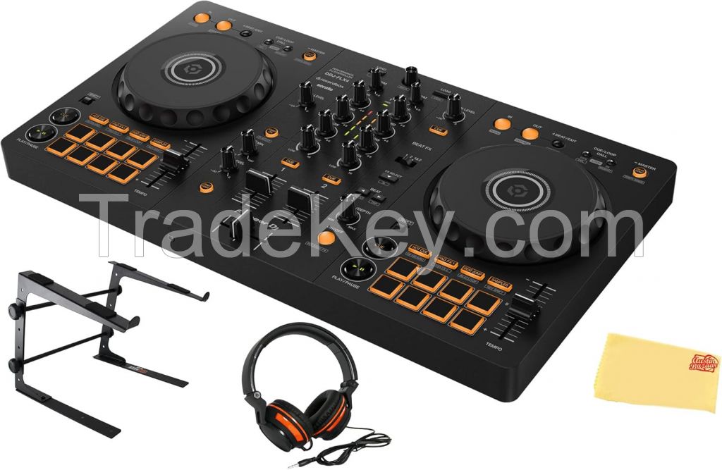 Best Price 100% Original New DDJ-FLX10 DJ Controller Bundle with Laptop Stand, Headphones, and Polishing Cloth