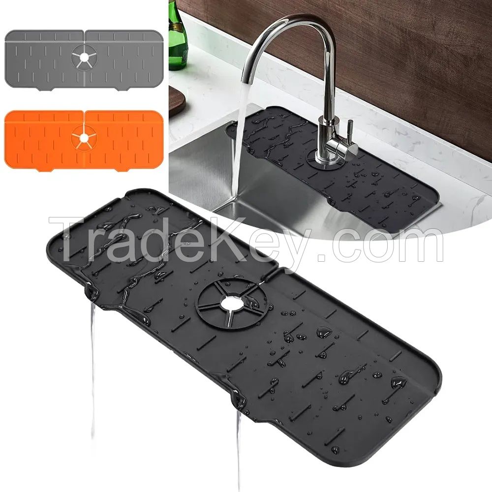 Sink Faucet Silicone Mat Absorbable Draining Water Catcher For Kitchen Sink Splash Guard