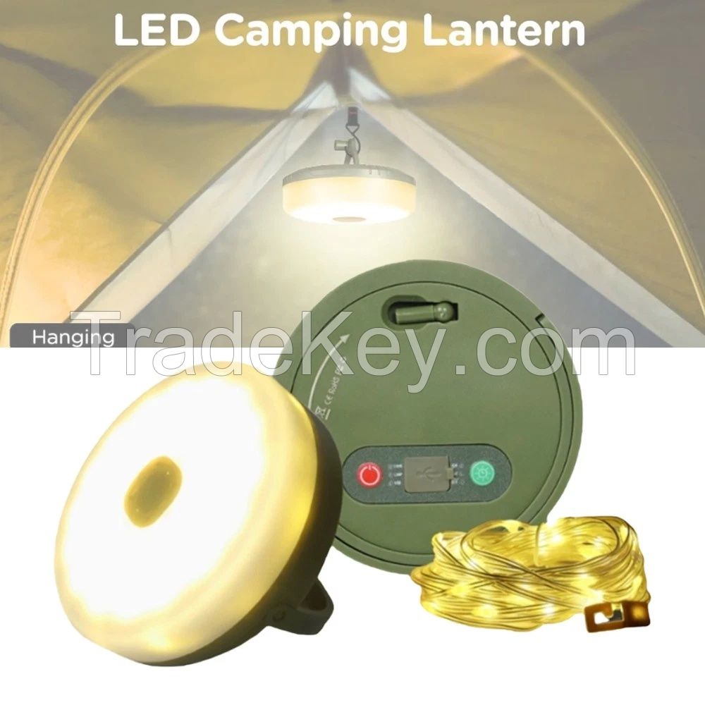 Rechargeable outdoor Retractable Tent Lighting String Lamp  2 in 1 Decoration Led Camping  Strip Light