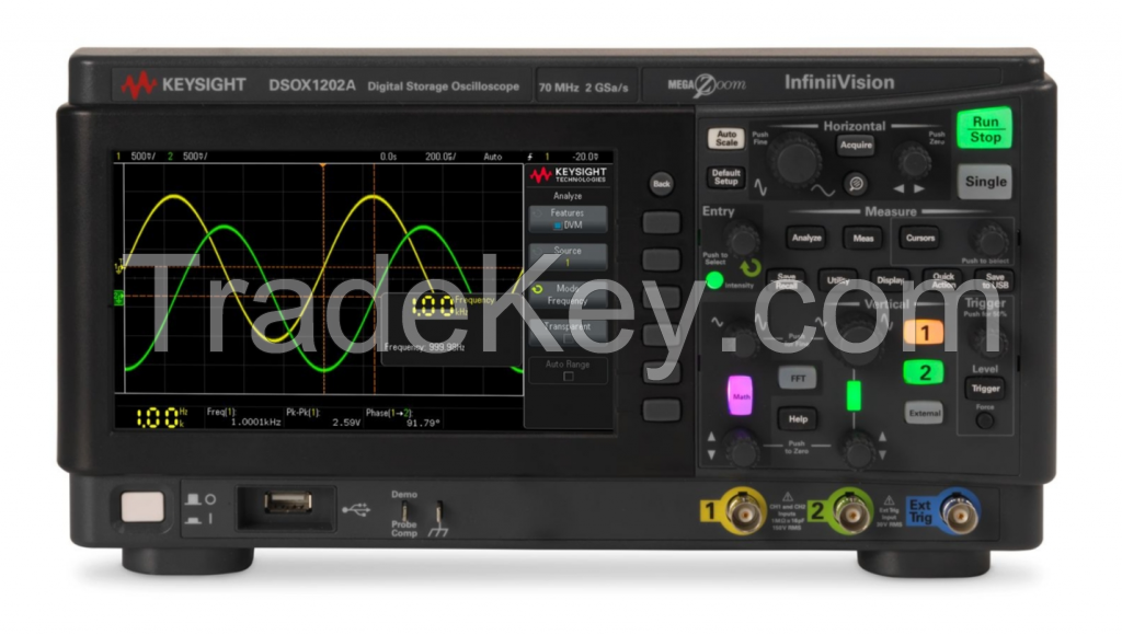 DSOX1202A Oscilloscope: 70/100/200 MHz, 2 Analog Channels