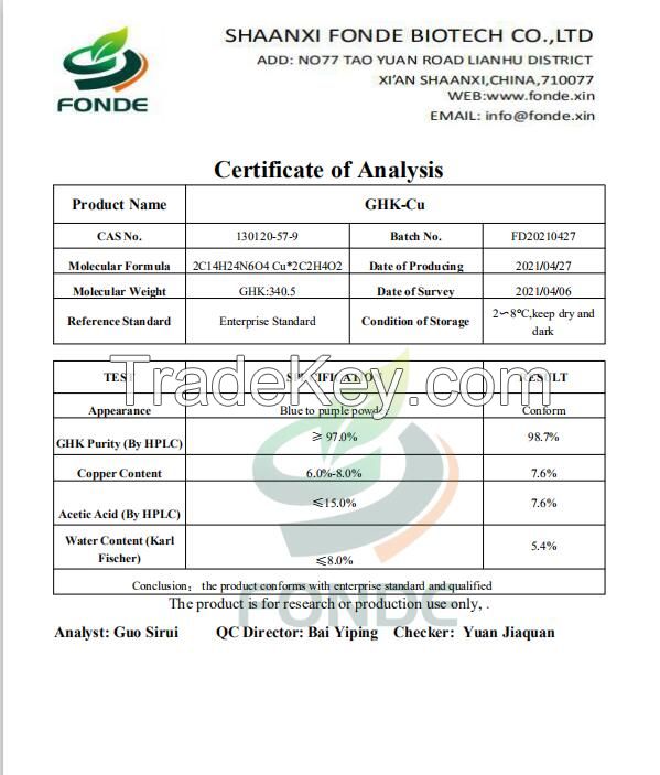 Supply GHK-CU Powder GHK-CU copper peptide GHK-CU