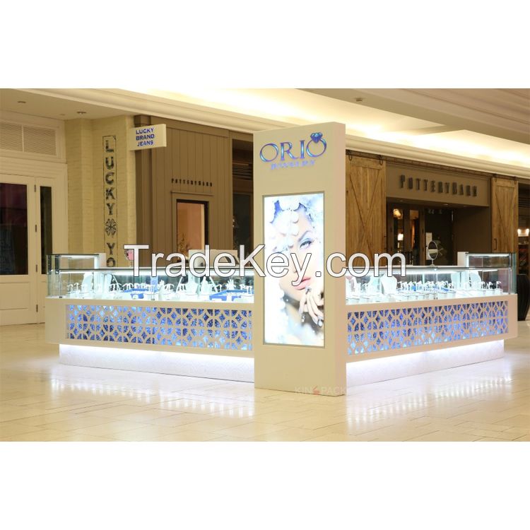 Colorful mall jewelry kiosk made for jewelry store interior display jewellery showcase