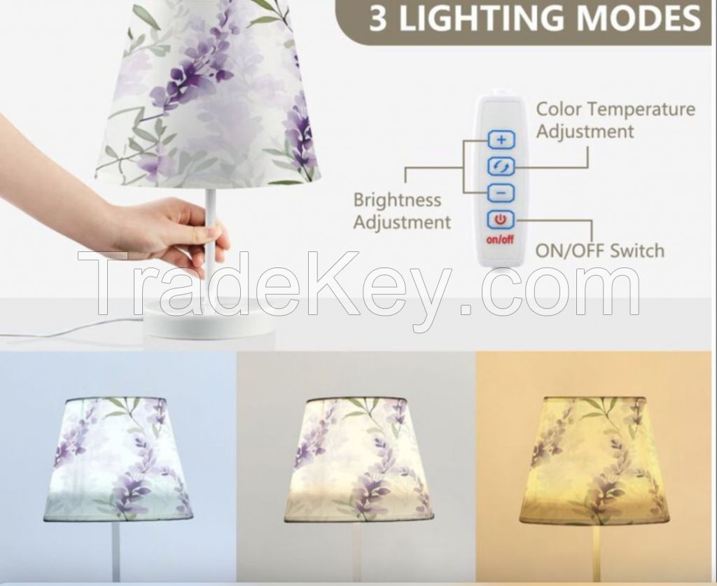 Custom Printed Table Night Lamps Cone Fabric