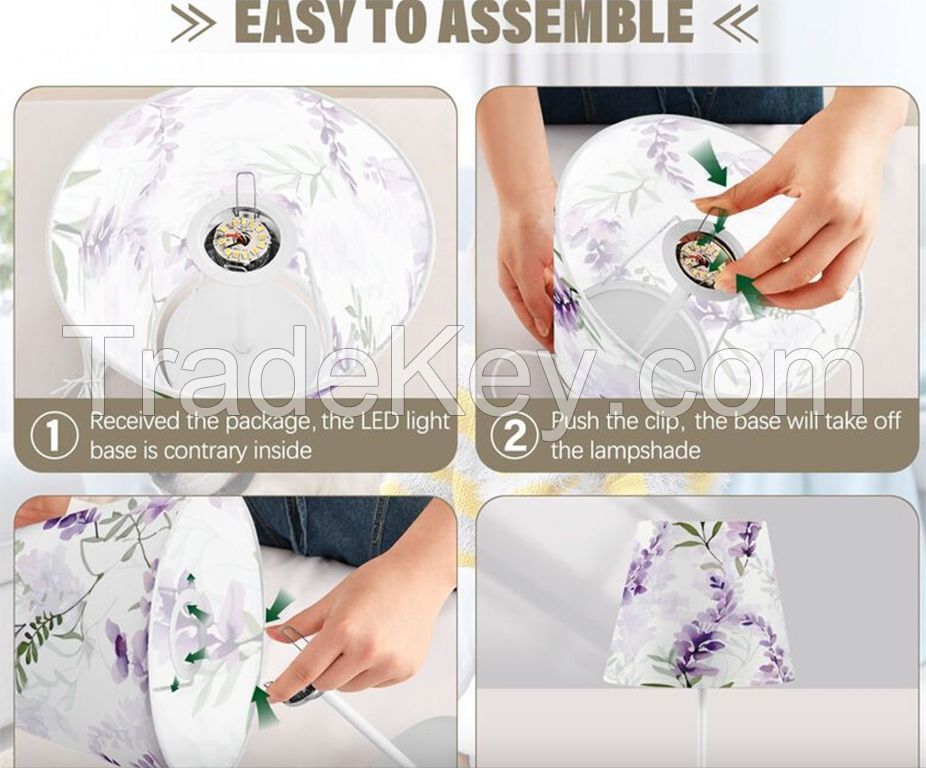 Custom Printed Table Night Lamps Cone Fabric