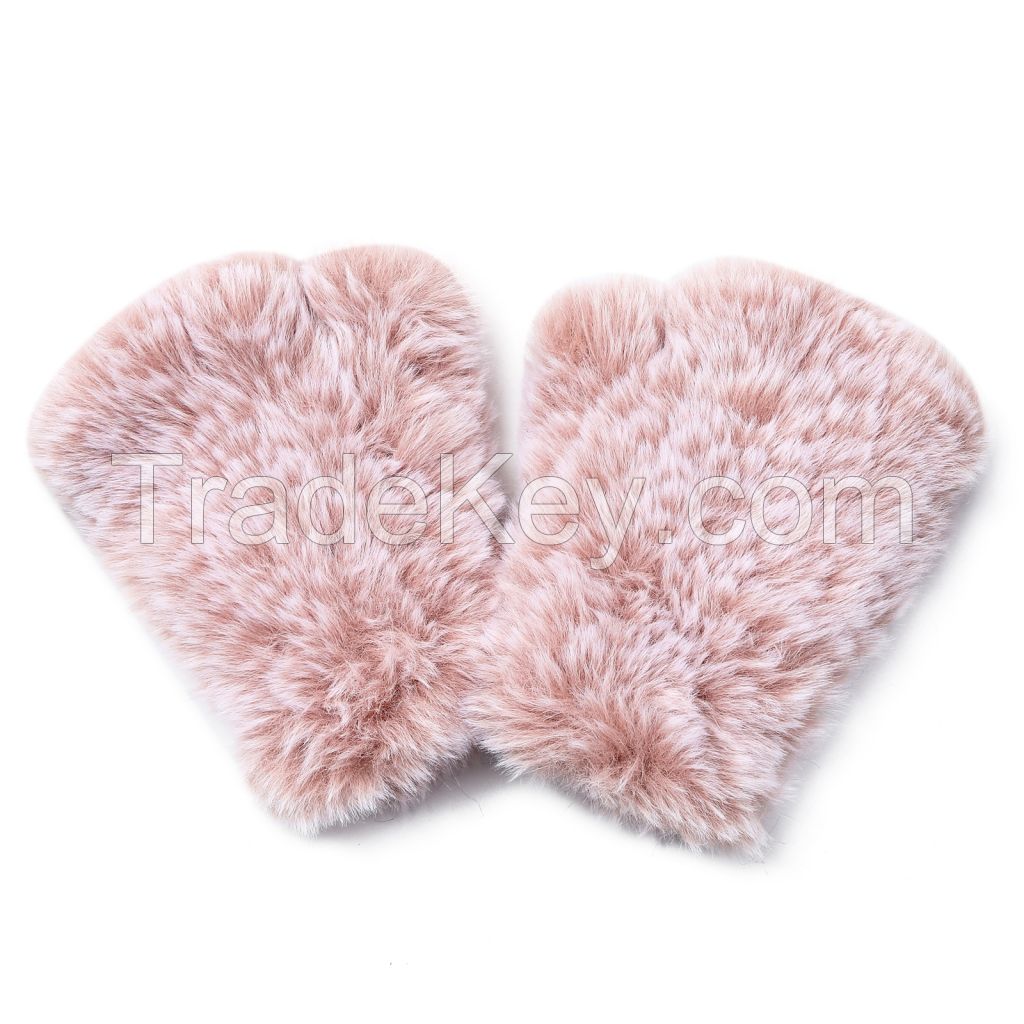 Women Faux Fur Fingerless Gloves - Soft Winter Gloves, Furry Gloves for Women Winter Warm Costume Accessories