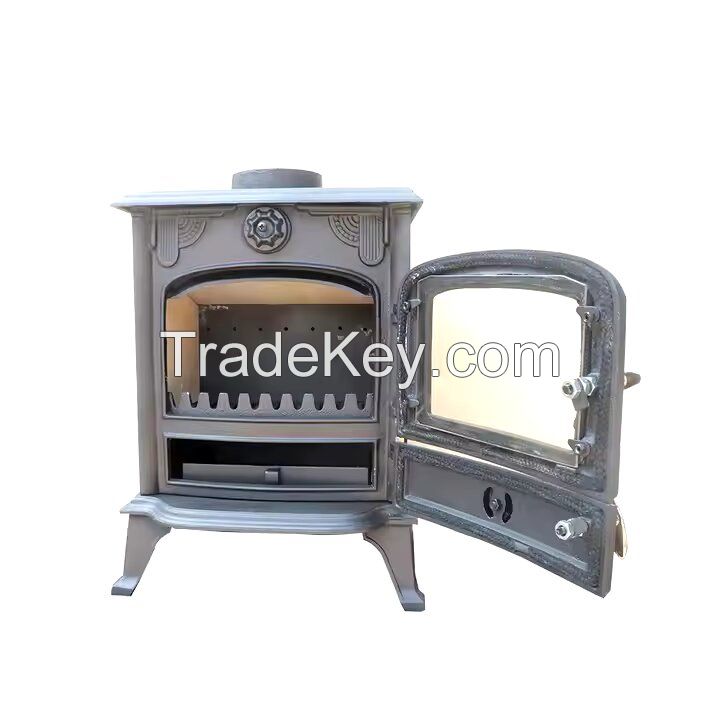 Modern indoor cast iron  wood burning fireplace 8kw cast iron wood stove