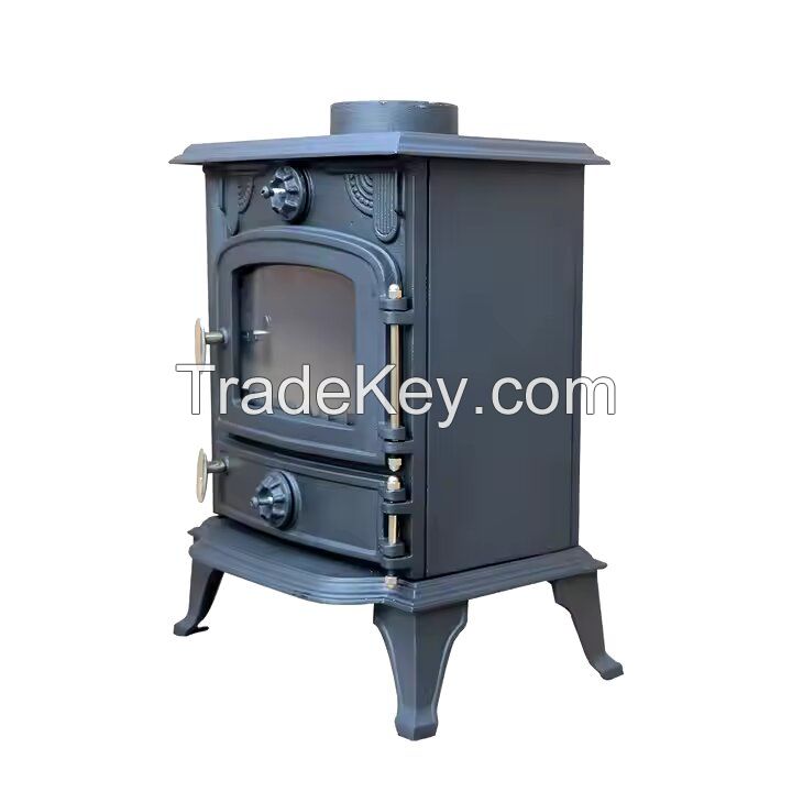 Modern indoor cast iron  wood burning fireplace 8kw cast iron wood stove