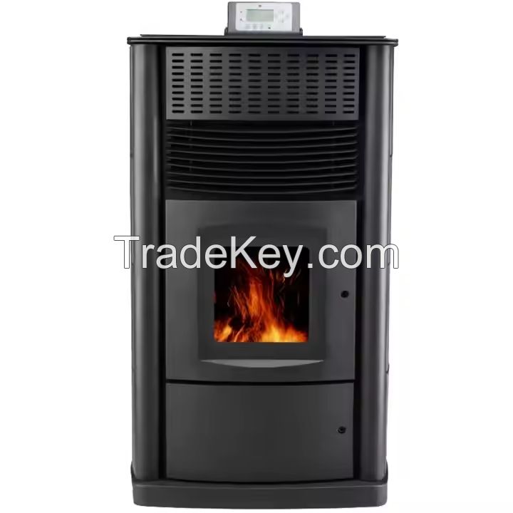 Latest Modern Black Indoor Wood Pellet Fireplace Stove Room Fire Heater Surrounds Heating-Equipment Furniture